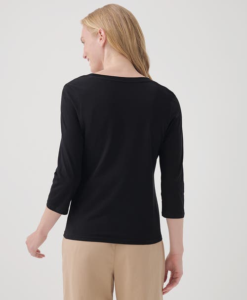 Shop Pact Organic Cotton Softspun Scoop Neck 3/4 Sleeve Tee In Black