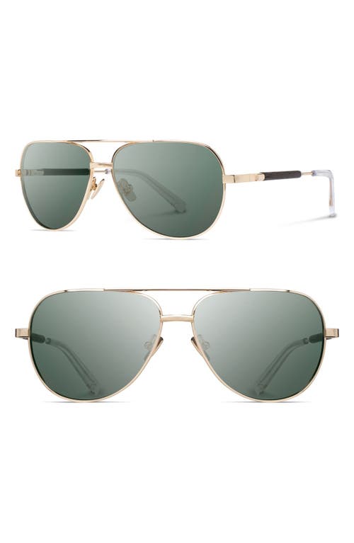 'Redmond' 58mm Titanium & Wood Sunglasses in Gold/Ebony/Grey
