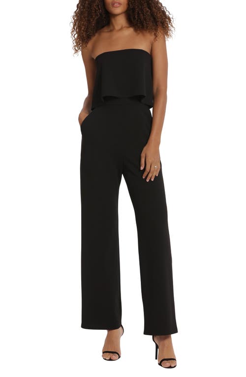 DONNA MORGAN FOR MAGGY Flounce Bodice Strapless Jumpsuit Black at Nordstrom,
