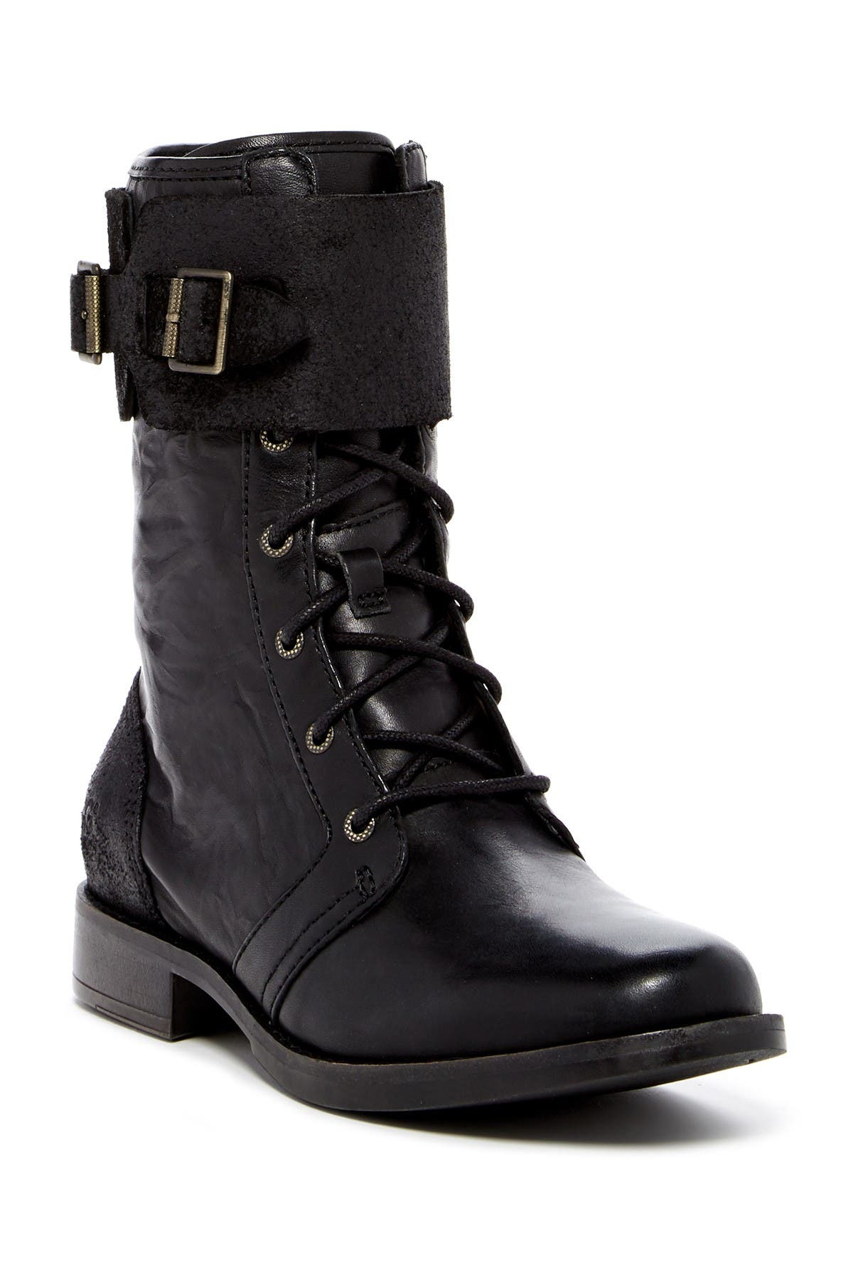 shearling lined combat boots