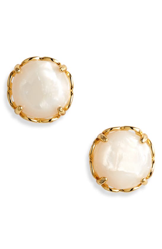 Shop Kate Spade Mother-of-pearl Stud Earrings In Mother Of Pearl/ Gold
