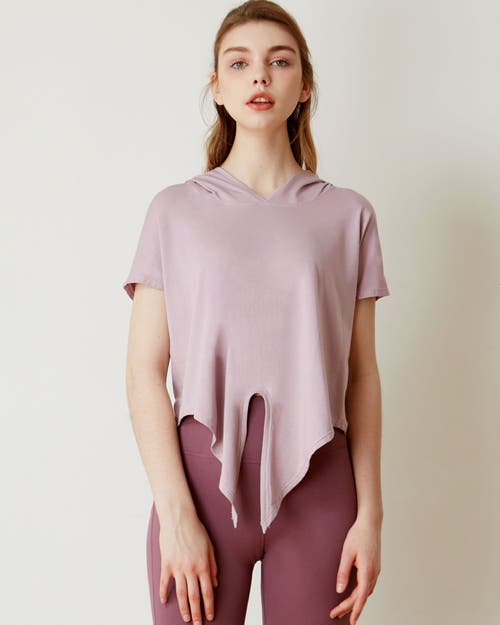 Rebody Active Knot Your Race Short Sleeve Hoodie In Stone Mauve