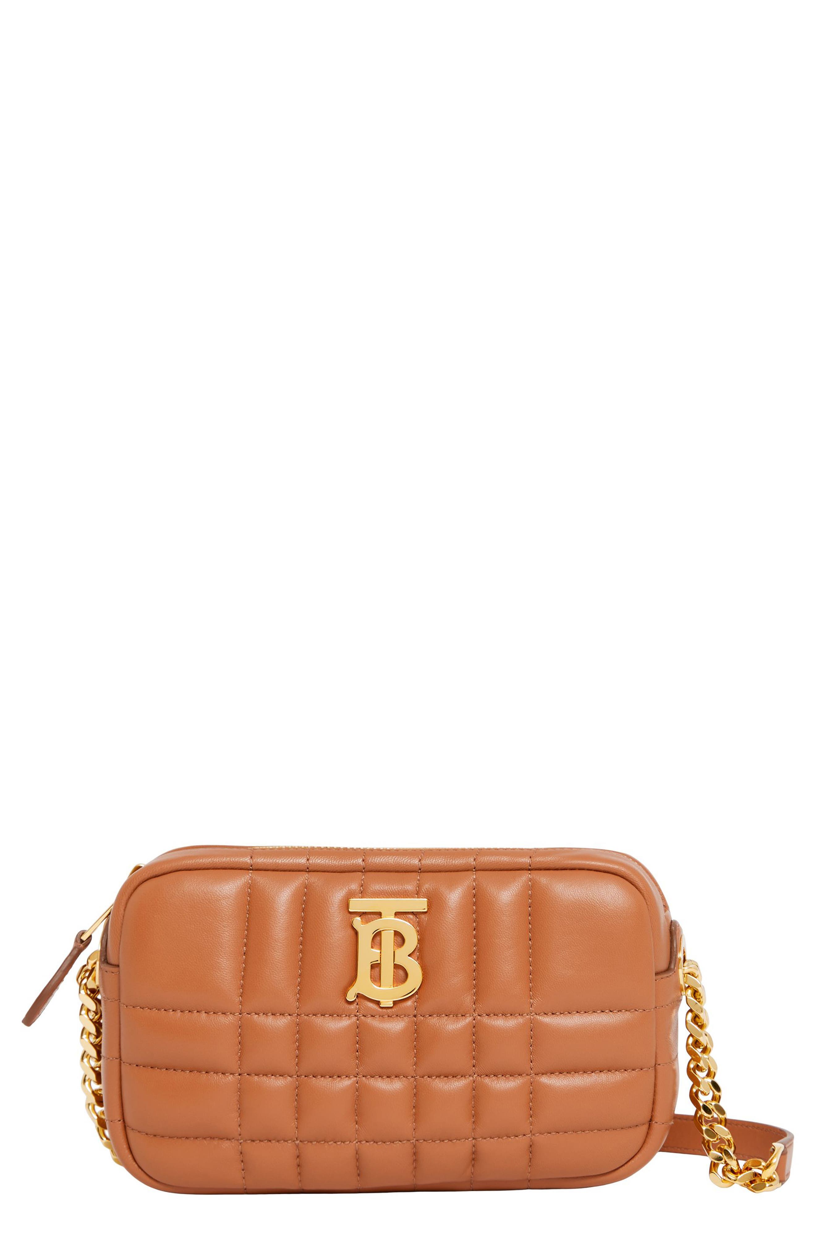 Burberry Mini Lola Check Quilted Leather Camera Crossbody Bag in Marple Brown at Nordstrom