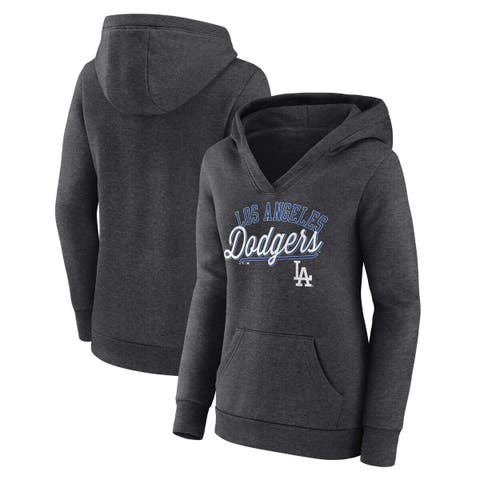 Los Angeles Dodgers Fanatics Branded Women's Simplicity Crossover V-Neck  Pullover Hoodie - Heather Charcoal