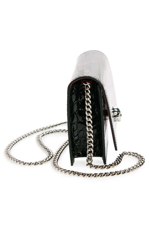 Alexander Mcqueen Mini Skull Croc Embossed Leather Shoulder Bag In Black