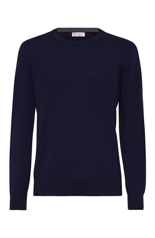 Brunello Cucinelli Crew-neck Cashmere Jumper In Navy Blue