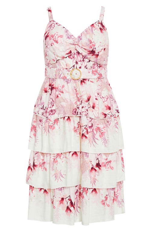 City Chic Isabella Floral Belted Tiered Dress Sweet Brd at