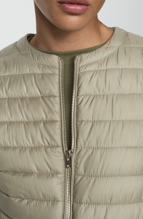 Mango Quilted Front Zip Vest In Light Heather Grey