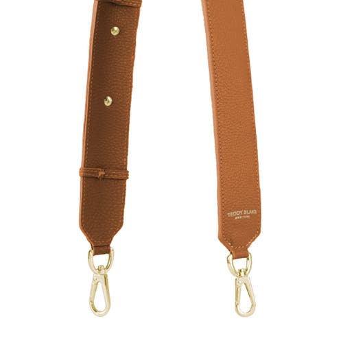 Shop Teddy Blake Stampatto Leather Wide Strap In Camel Brown