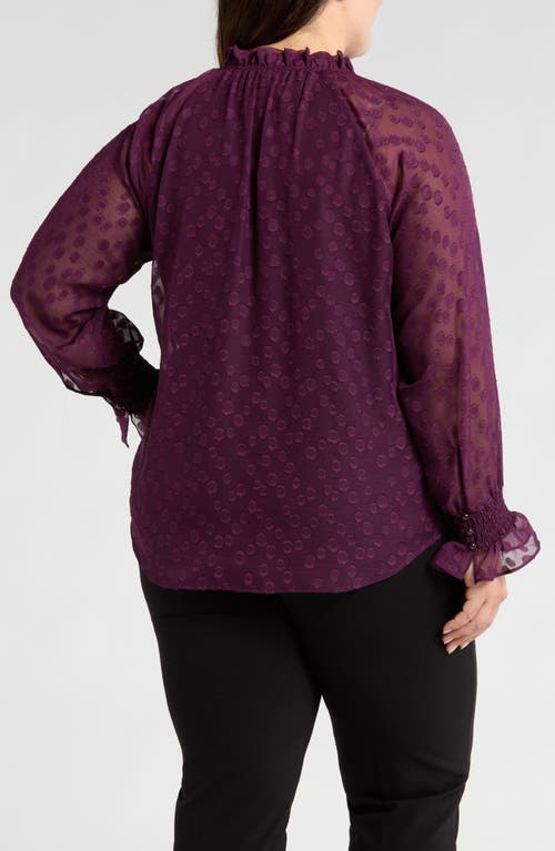 Shop Anne Klein Ruffle Chiffon Top In Deep Plum