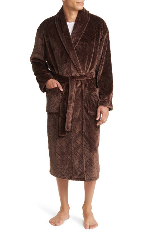 Crossroads Basket Weave Fleece Robe in Chocolate