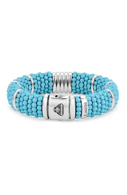 Shop Lagos Blue Caviar Ceramic Rope Bracelet In Silver/blue