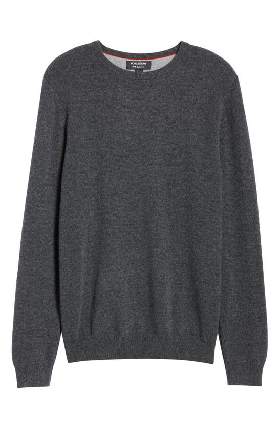 Nordstrom Cashmere Crewneck Sweater In Grey Dark Charcoal Heather