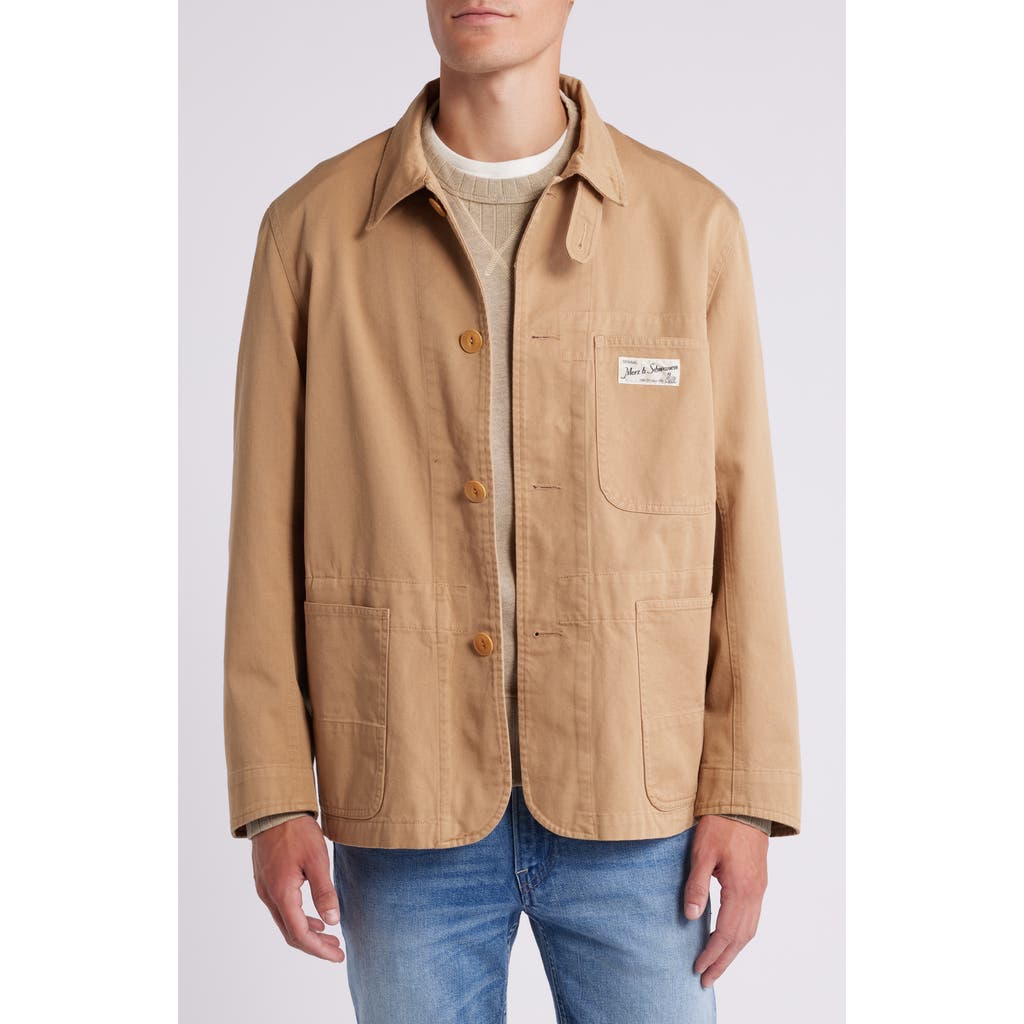 Shop Merz B Schwanen Organic Cotton Workwear Jacket In Khaki