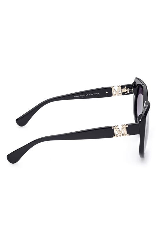 Shop Max Mara 58mm Gradient Geometric Sunglasses In Shiny Black/gradient Smoke