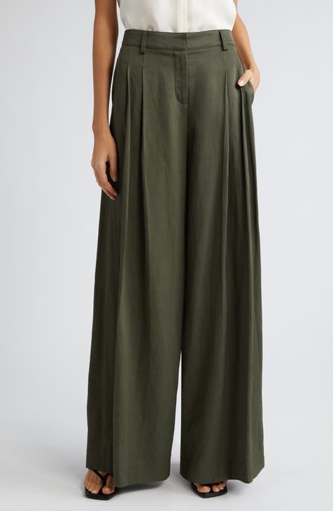 GAP Womens Pleated Wide Leg Pants Olive Green 6 at  Women's Clothing  store