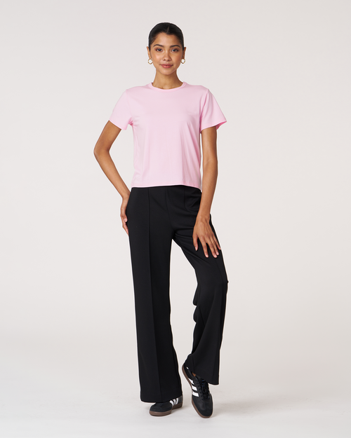 Shop Rebody Active Rebody Essentials Short Sleeve Crop Tee In Pink