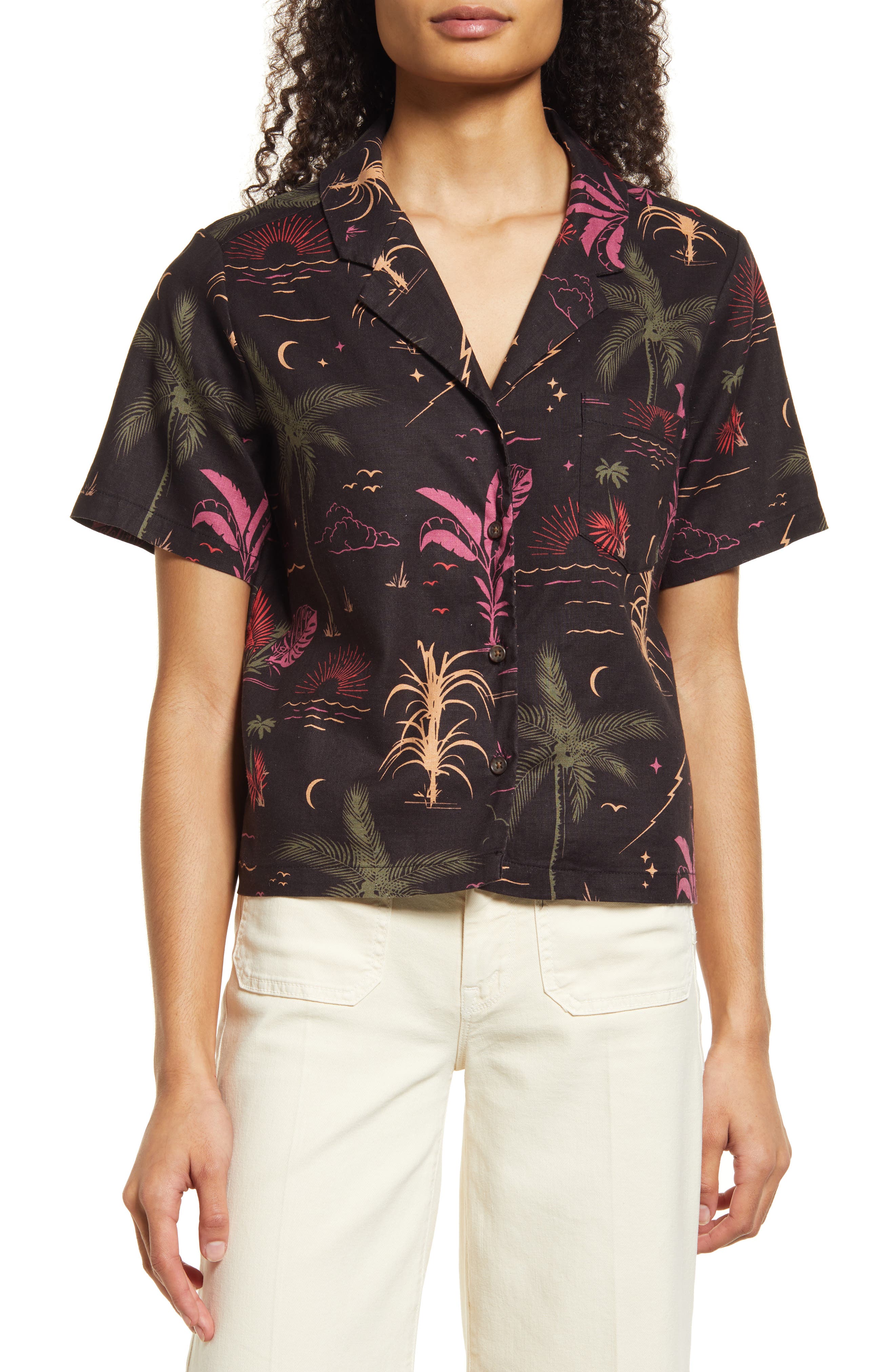 tropical print camp shirt