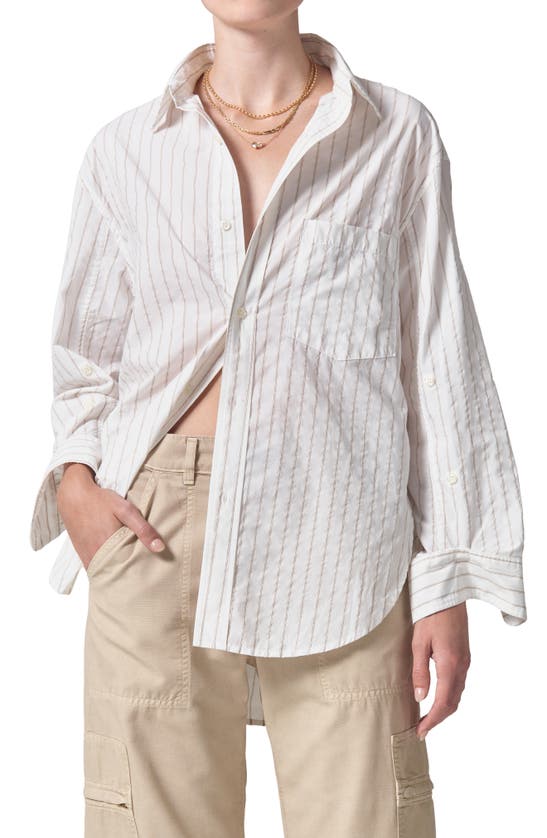 Citizens Of Humanity Kayla Stripe Oversize Poplin Button-up Shirt In Barrett Stripe