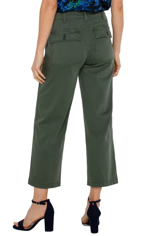 Shop Liverpool Los Angeles Liverpool Crop Wide Leg Twill Cargo Pants In Moss Green