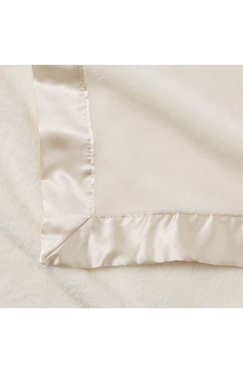 Elegant Baby Satin Trim Fleece Blanket In Cream