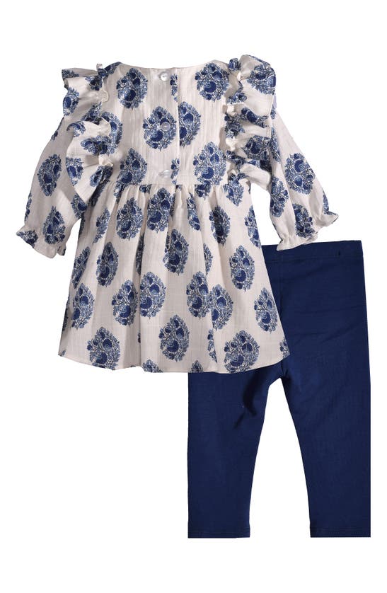 Shop Bonnie Jean Kids' Gauze Pinafore Top & Pants Set In Blue