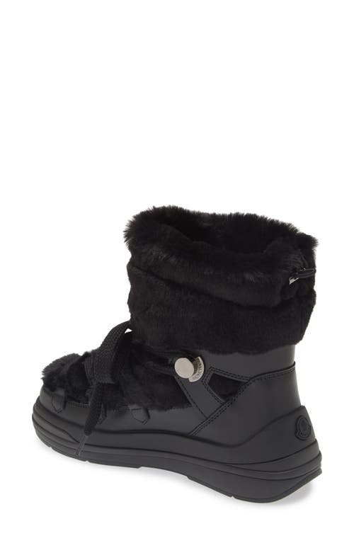 Shop Moncler Insolux Faux Fur Trim Snow Boot In Black