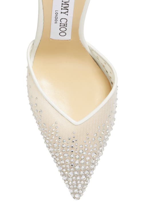 Shop Jimmy Choo Saeda Crystal Ankle Strap Pointed Toe Pump In White/crystal