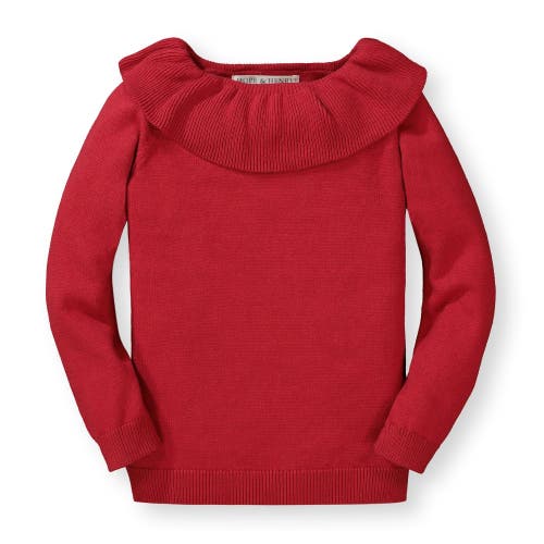 Hope & Henry Girls' Ruffle Collar Sweater, Kids In Red