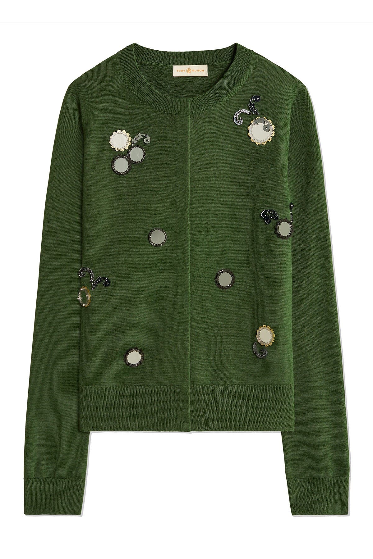 tory burch green cardigan