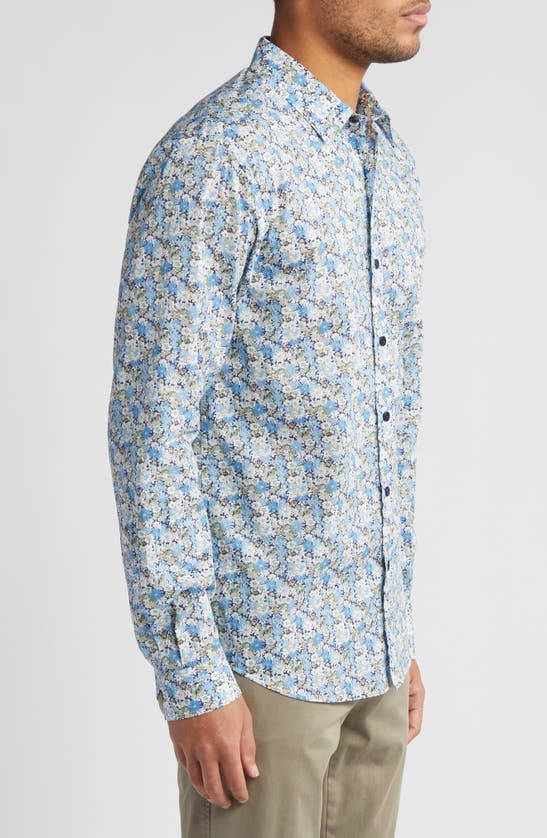 Shop Liberty London Libby Lasenby Floral Cotton Button-up Shirt In Light Blue