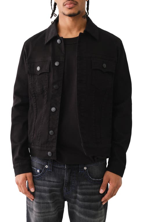 Shop True Religion Brand Jeans Denim Trucker Jacket In Body Rinse Black