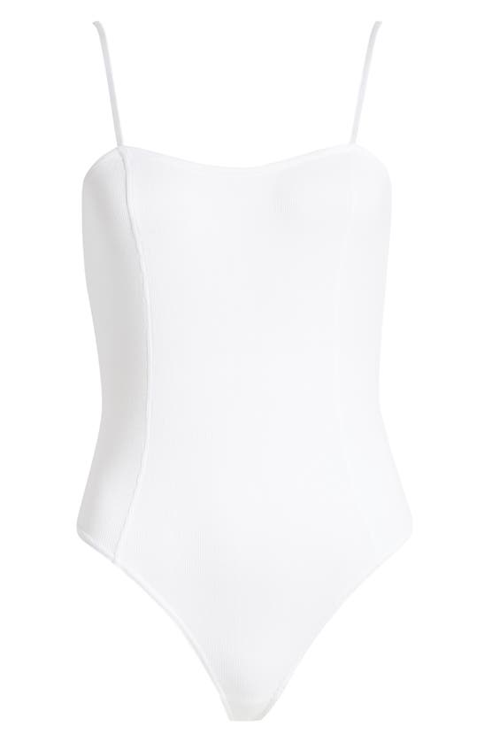 Open Edit Rib Camisole Bodysuit In White