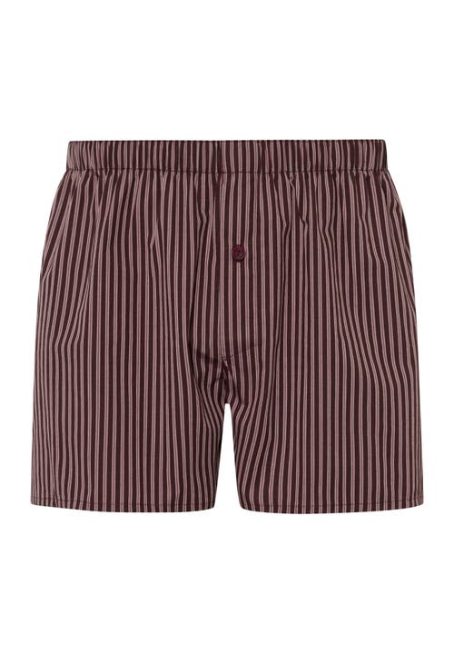 Hanro Fancy Woven Boxer In Dark Wine Stripe