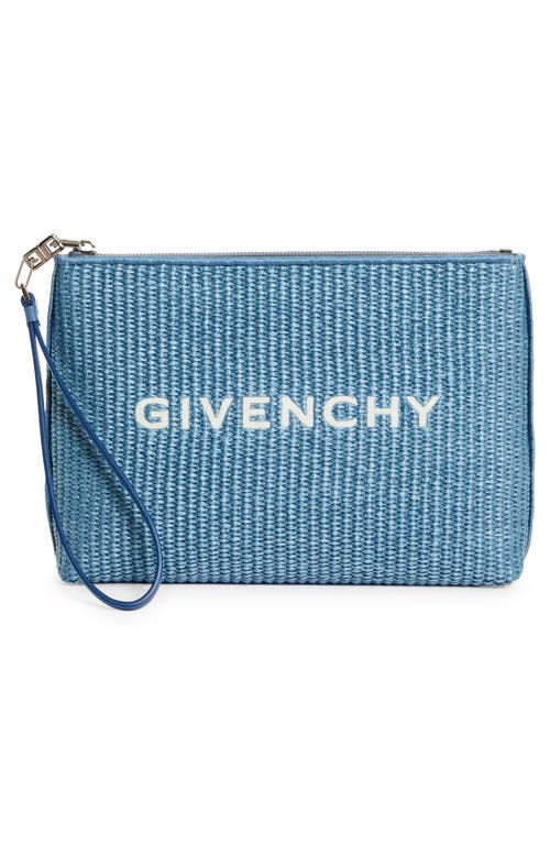 Shop Givenchy Raffia Travel Pouch In Sky Blue