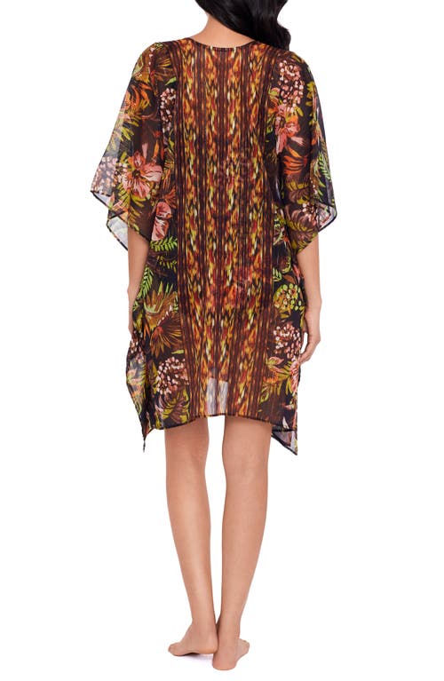 Shop Miraclesuit ® Botanico Mixed Print Metallic Stripe Cover-up Caftan In Black/multi