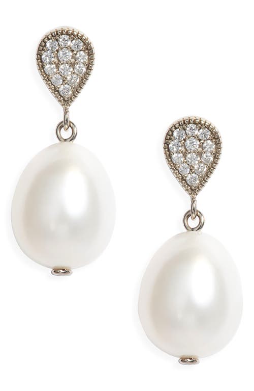 POPPY FINCH POPPY FINCH PAVÉ DIAMOND & CULTURED PEARL DROP EARRINGS 
