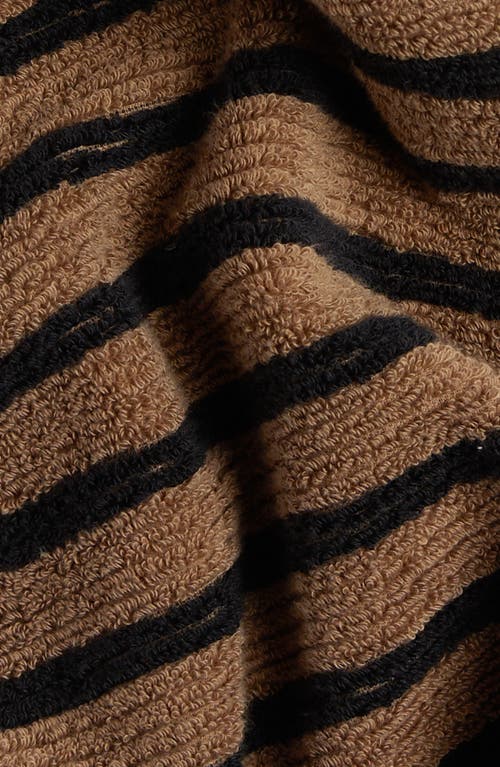 Parachute Resort Stripe Organic Cotton Towel In Camel With Soft Black