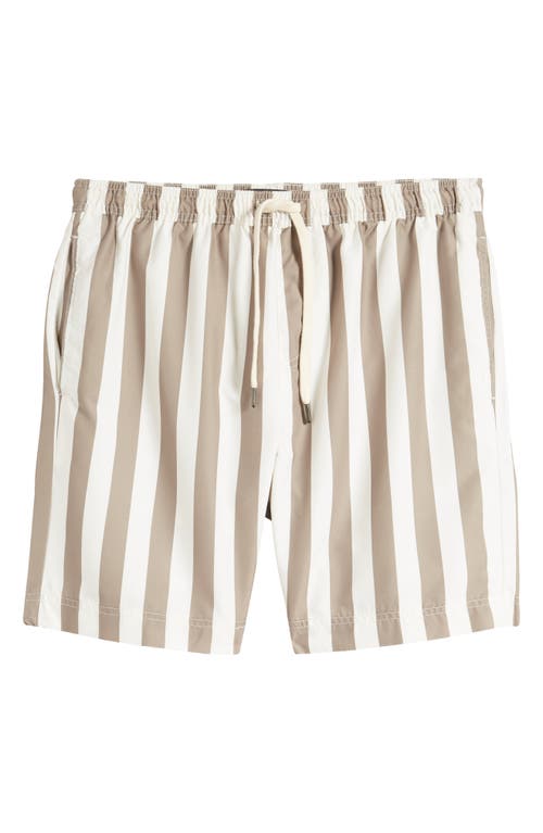 Recycled Fiber Swim Trunks in Tan Desert Resort Stripe