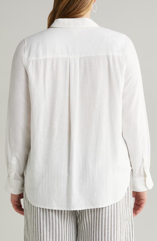 Shop Caslon (r) Long Sleeve Linen Blend Button-up Shirt In White