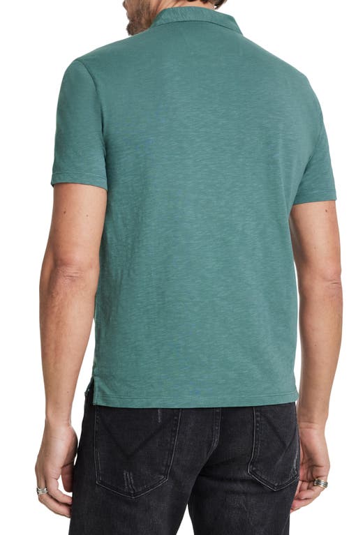 Shop John Varvatos Victor Organic Cotton Slub Polo In Deep Sea Green