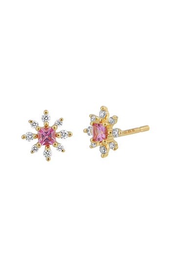 Bony Levy El Mar Diamond & Pink Sapphire Burst Stud Earrings In 18k Yellow Gold