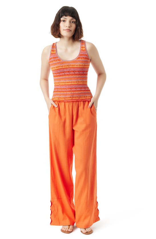 Shop Sam Edelman Vania Pointelle Sweater Tank In Orange Multi