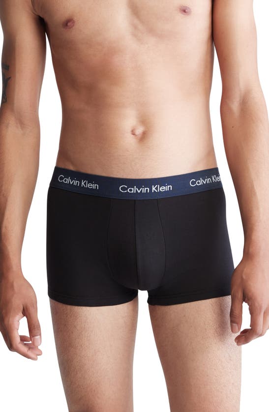 Calvin Klein 3-pack Stretch Cotton Trunks In Black/ Navy/ Tan