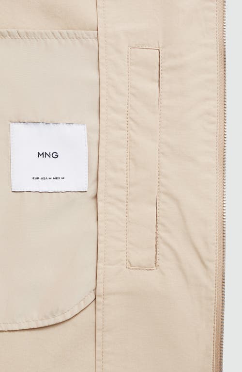 Shop Mango Cotton Zip-up Jacket In Beige