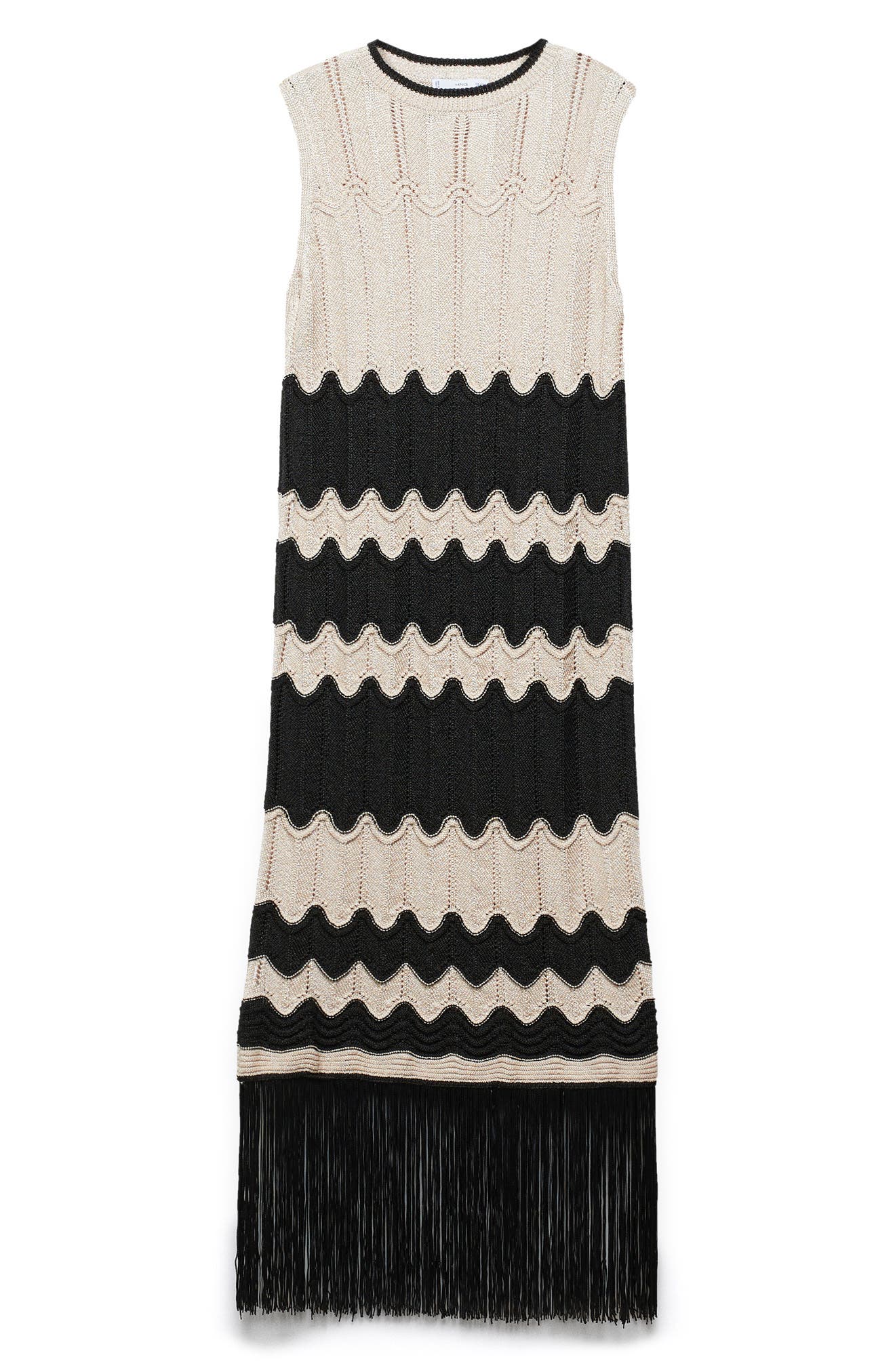 MANGO Fringe Hem Sleeveless Sweater Dress in Ecru | Smart Closet