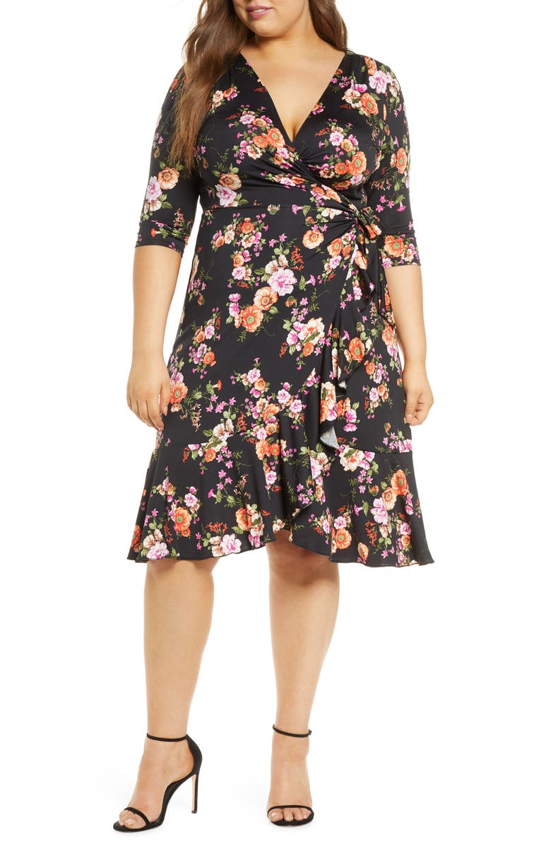 Kiyonna Flirty Flounce Wrap Dress (Plus Size) | Nordstrom