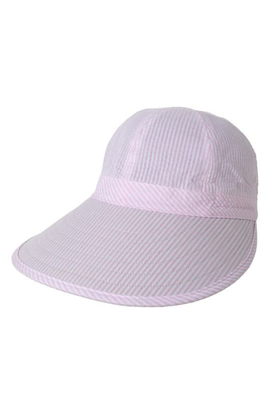 Shop David & Young Ponyflo Stripe Sunblocker Hat In Pink