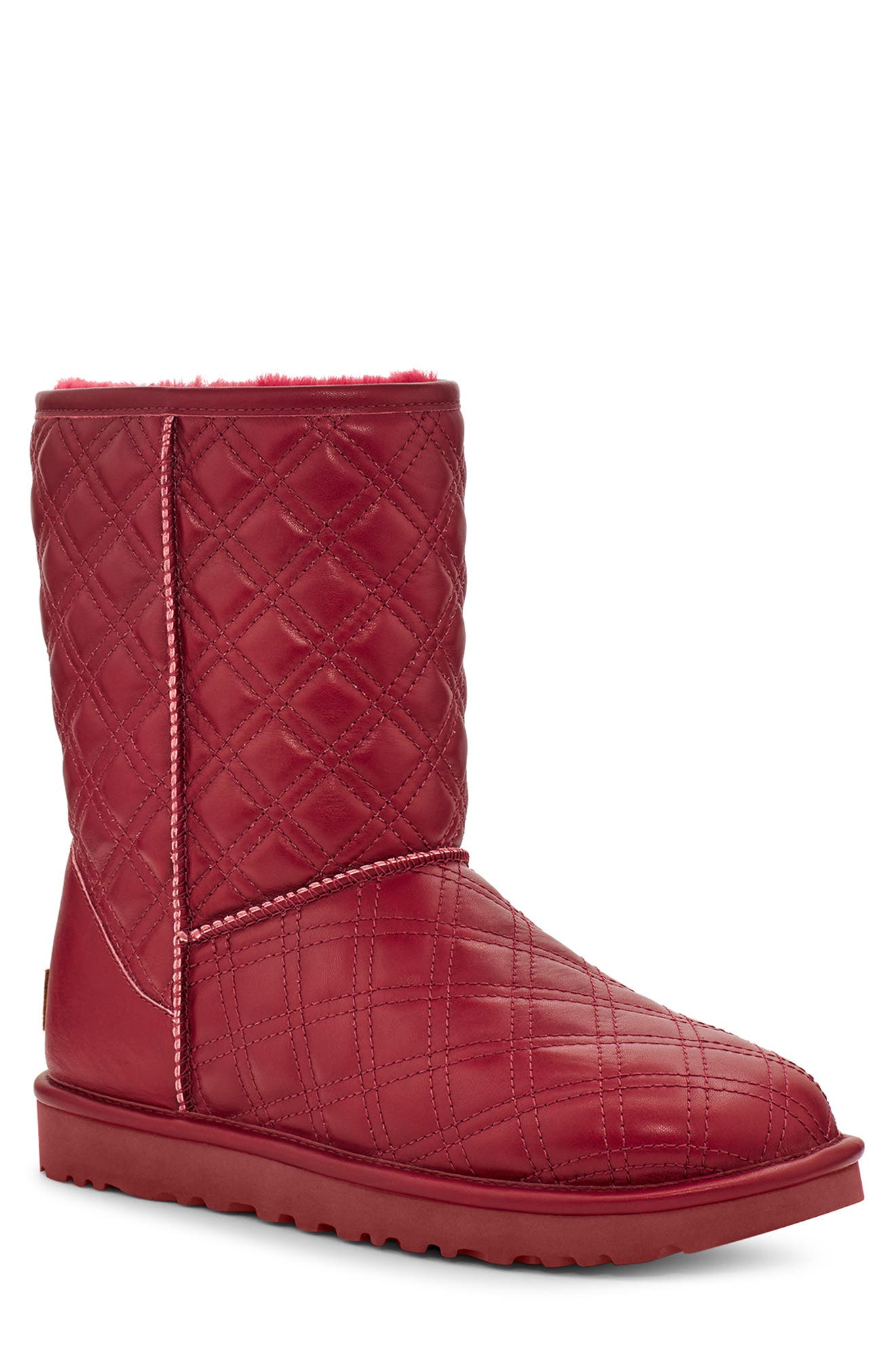 red shearling boots