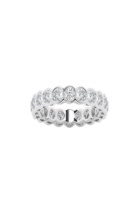 Badgley Mischka Oval Lab Created Diamond Half Bezel Eternity Band Ring In White
